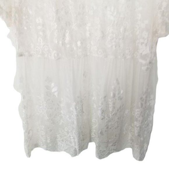 Torrid Womens 0X White Floral Print Sheer Lace Sho - Picture 3 of 7